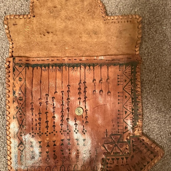 Handcrafted Leather Pouch with Tribal Design - Picture 3 of 3